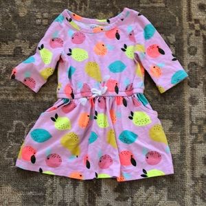 Cat & Jack 2T pink 3/4 sleeve fruit dress